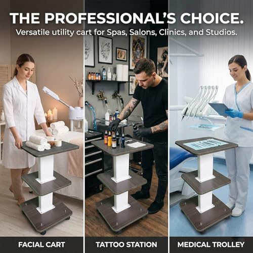Salon Cart with Wheels, Esthetician Wax Cart Organizer, Rolling Trolley Cart for Nail Salon, Spa, Tattoo Supplies and Beauty Tools - Image 5