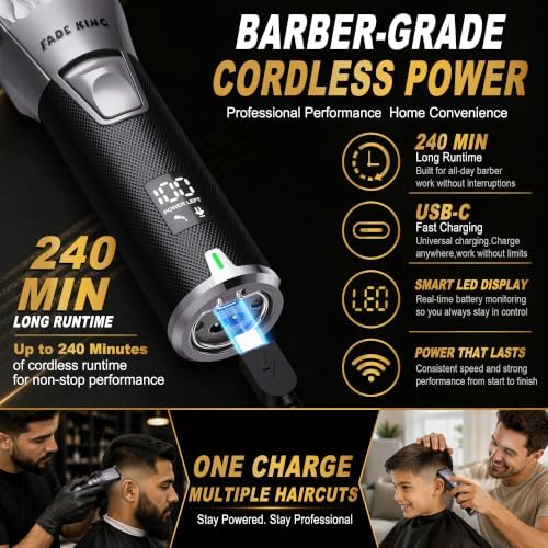 FADEKING Professional Hair Clippers for Men, 3-in-1 Grooming Kit - Image 4