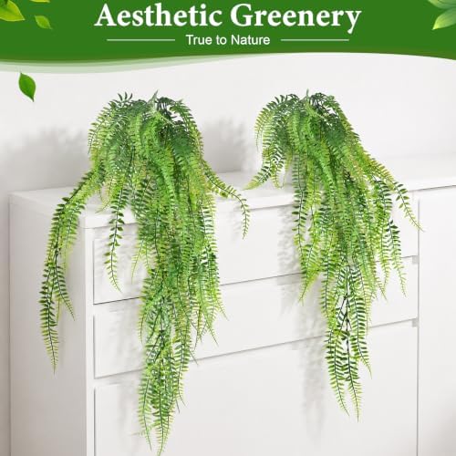 4Pcs Fake Hanging Plants, 32" Artificial Plants Boston Ferns Greenery Vines - Image 2