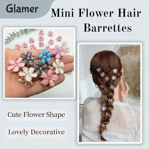 10 Pcs Mini Cute Flower-Shaped Hair Clips for Girls, Multicolor Crystal Hair Barrettes for Long Braid Hairstyles, Flower Hairpin for Women Hair Accessories (10 Pcs- Purple) - Image 5