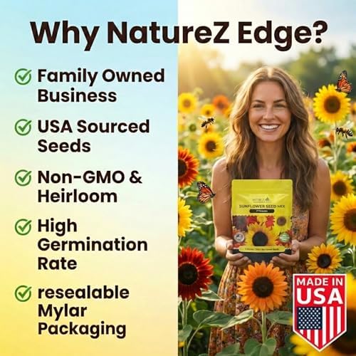 NatureZ Edge 1300+ Sunflower Seeds Garden Variety Pack, Bulk Sunflower Seeds for Planting Flowers, Get More Sunflower Seeds to Plant, Mammoth, Dwarf, Lemon Queen, Giant and More. 2oz Packet - Image 6