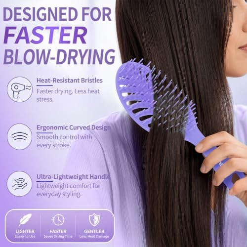 Vented Detangling Brushes for Wet & Dry,Curly Straight Thick Hair - Image 7