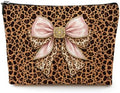 Leopard Coquette Bow Makeup Bag Gifts for Women Mom Sister Girls by Unknown