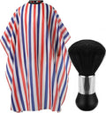 Professional Hair Cutting Cape with Neck Duster Brush, Salon Barber Cape, Hairdressing Accessories (Multicolor Stripe) by Borogo
