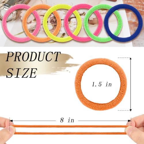 Kanprincess Neon Nylon Hair Ties, 100PCS No-Damage Soft Bands for Women - Image 2