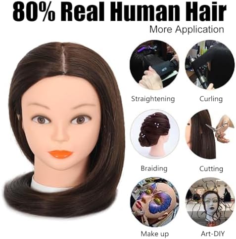 Opini Mannequin Head 80% Real Human Hair 26-28" Doll Head for Hair Styling - Image 3