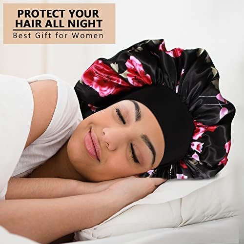 3PCS Extra Large Satin Bonnets for Sleeping, Hair Bonnets for Black Women Braids Curly Hair, D - Image 6