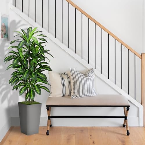 ASTIDY Artificial Plant 5FT Dracaena Fake Tree with Gray Tall Planter - Image 3