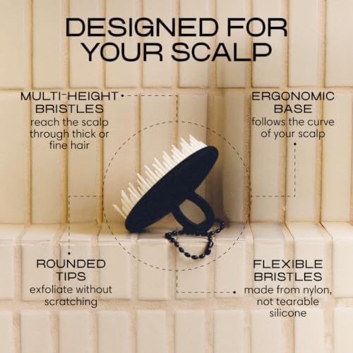 Jupiter Scalp Exfoliator - Scalp Massager Tool for Wet & Dry Hair - Ergonomic Detangler Brush - Dandruff Comb & Scrub to Remove Dandruff & Buildup and Support Circulation - Purple - Image 5