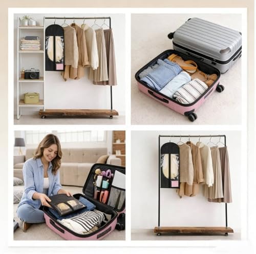 builson 6PCS Anti-Static Wig Storage & Care,wig stand hair extension holder wig bags storage with hanger Dust-Proof wig organizer for multiple wigs travel case & Accessories (pink, 6PCS(23.5inch)) - Image 5