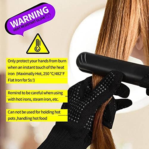 Teenitor Heat Resistant Glove With Silicone Bumps For Hair Iron Tool, Professional Heat Gloves For Heat Press, Heat Protectant Gloves For Hair Styling, Black - Image 6