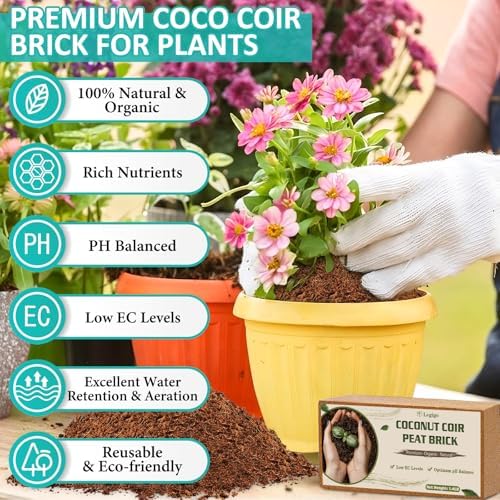 Legigo 10 Pack Coco Coir Bricks for Plants- 100% Organic Coconut Coir Soil - Image 2
