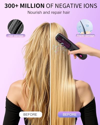Go Brush Pro for Short Hair, Cordless Hair Straightener Brush (Pink) - Image 2