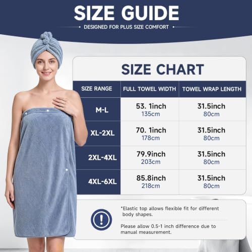 Oversized Bath Towel Wrap for Women with Plus Size Hair Dry Towel Set - Image 2