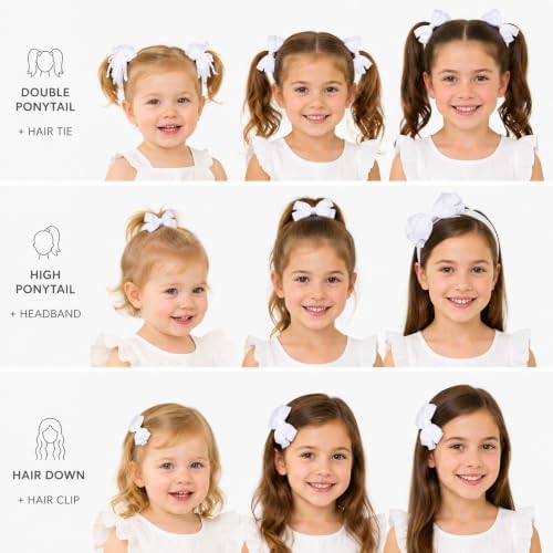 baotongle 12 Pcs School Hair Accessories Set School Bows for Girls Bow(White) - Image 6