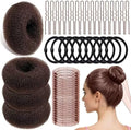 YINGFENG 134 Pcs Brown Hair Bun Maker Kit Medium - 4 Bun Hair Pieces for Women, 20 Hair Net for Buns, 100 Bobby Pins for Women, 10 Hair Bands, for Ballet Styling, Hair Accessories for Girls by YINGFENG