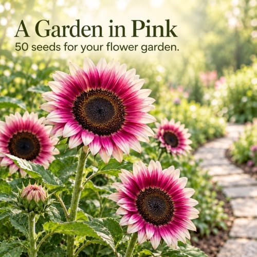 ZEshops 50 Pink Sunflower Seeds for Planting, Outdoor Flower Garden Beds - Image 2