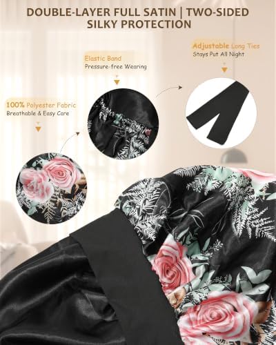 AWAYTR Long Satin Bonnet for Braids - Double Layer Hair Bonnet for Sleeping - Image 3