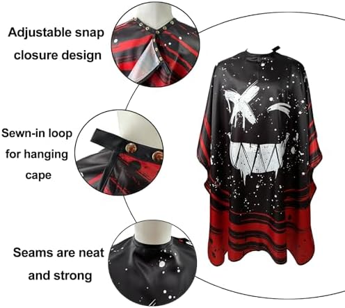 Barber Capes for Men Hair Cutting Capes with Snaps Salon Capes for Stylists Waterproof Hairdresser Gown Cape- 63”× 56”(Black) - Image 5
