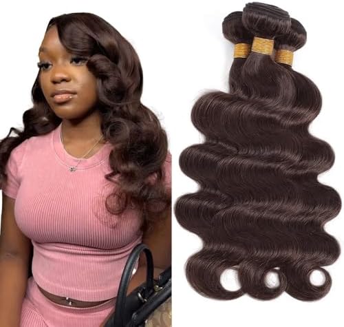 #4 Chocolate Brown Body Wave Human Hair Bundles 30/32/34 Inch by Home
