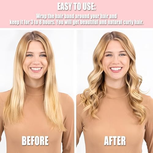 Pinkiou Heatless Hair Curler,Overnight Curls to Sleep In, Satin Velvet No Heat Curling Headband Rollers for Long Medium Hair, Heatless Curling Set with 2 Scrunchies ＆ Clip - Image 3
