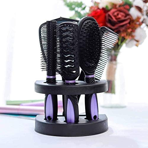 5 Pcs Hair Combs Set Professional Salon Hair Cutting Brushes Sets Salon Hairdressing Styling Tool Mirror And Holder Stand Set Dressing Comb Kits for Women and Men,Purple - Image 5