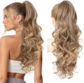 REECHO Ponytail Extension, 24" Claw Clip in Long Curly Wavy Ponytail Hair Extension Jaw Clip on Pony Tails Hairpiece for Women - Dark Brown to Blonde by REECHO