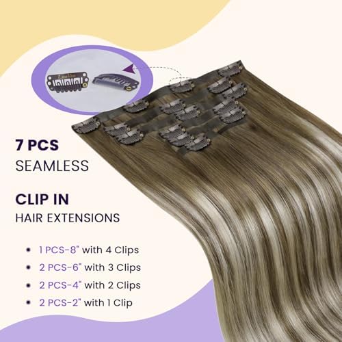 LaaVoo Seamless Hair Extensions Clip in Thick Full Soft Straight 16 Inch - Image 4