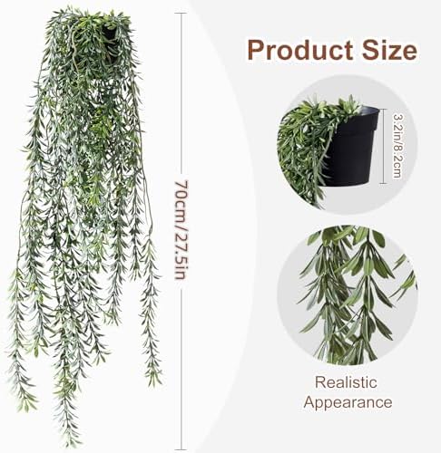 Artificial Hanging Plant 2 Pcs Faux Plant Ivy Vine Faux Eucalyptus Vines Fake Potted Greenery for Wall Living Room Home Shelf Office Bathroom Outdoor Indoor Decor (Type 5) - Image 2