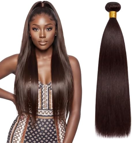 #4 Single Bundle Human Hair Dark Brown Straight 16 Inch 100g by Home