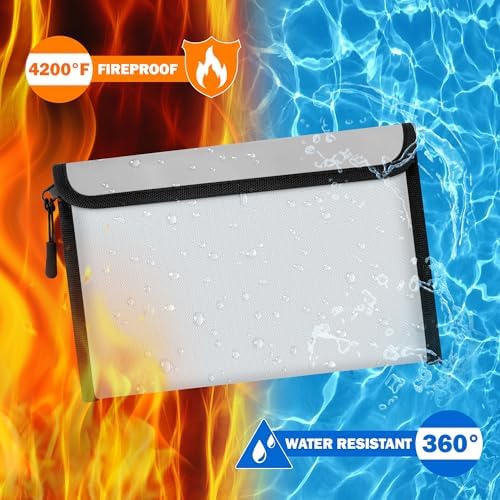 Fireproof Waterproof Document Bag - 4200°F Water Resistant Fire Proof Money Bag, 4 Layers of Heat Insulated Storage with Zipper, 9.4" x 6.7" Portable Files Safe Pouch for Cash Passport (Grey) - Image 4