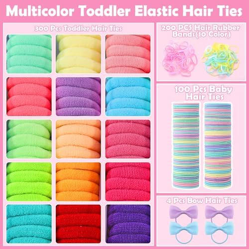 auroray Toddler Hair Accessories, Cotton Toddler Elastic Hair Ties Baby Hair Ties with Hair Clips Hair Tail Tools, Girls Hair Accessories for Girls Baby Toddlers Kids - Image 3