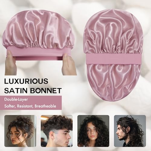 Satin Silk Bonnet for Hair, Double Layer Sleep Cap for Men & Women - Image 2