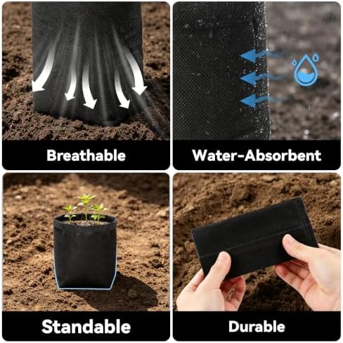 Fabric Grow Bags - 6.3x6.3 inches Black Plant Grow Bags, 100pcs - Image 4