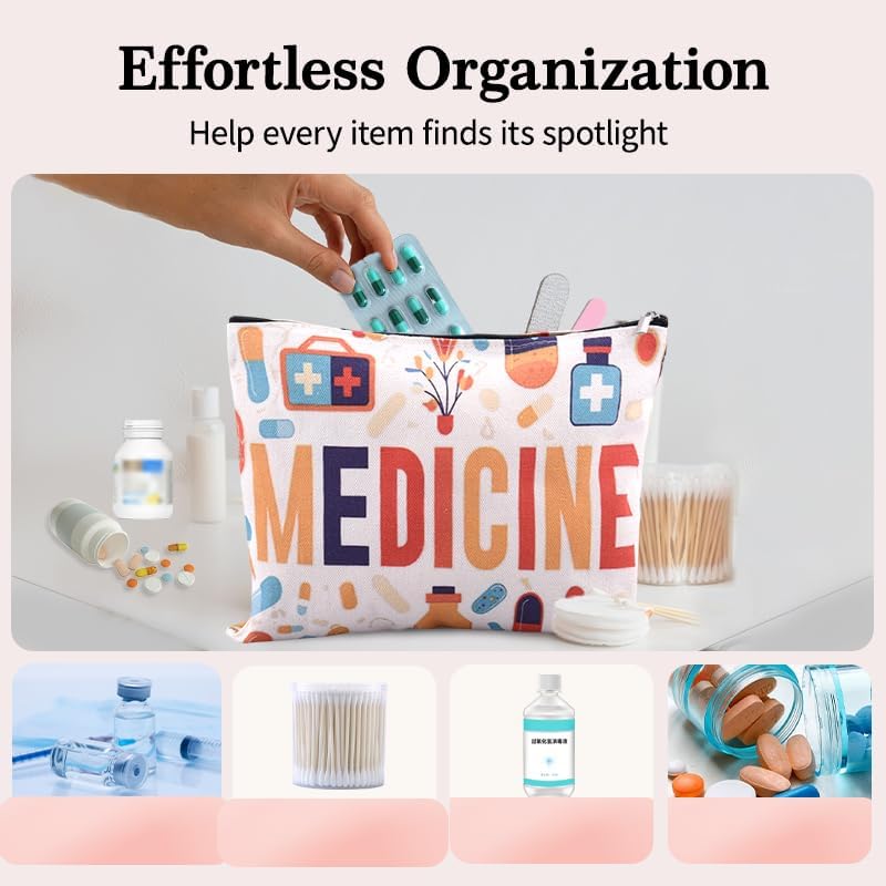 Travel Medicine First Aid Pouch Portable Medication Organizer Pouch Pharmacy Doctor Nurse Gift Bag for Hospital Patient Woman Small Pill Box Travel Case Med Container Pharmacist Accessories for Work - Image 2