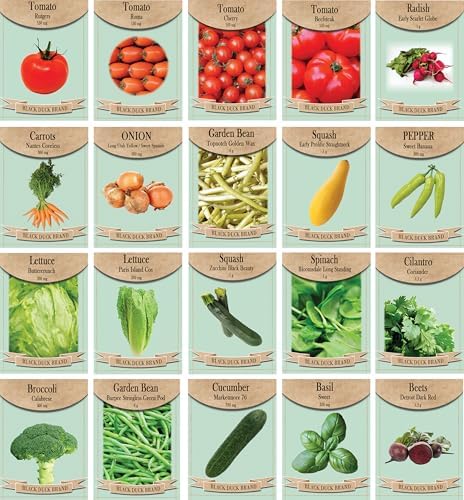 Set of 20 of Our Favorite Premium Variety Current Year Vegetable Seeds - Great for Gardening by BlackDuckBrand