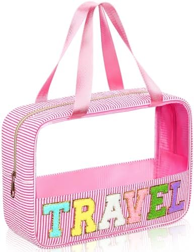 Sanwuta 1 Pcs Clear Seersucker Travel Bag, Pink by Sanwuta