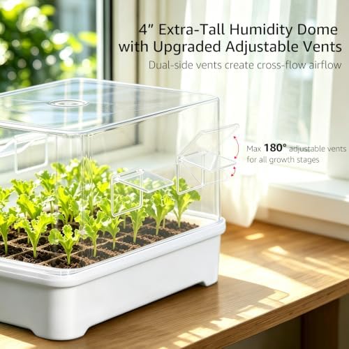 Seed Starter Tray Kit with Adjustable-Vent Humidity Dome & Air‑Pruning Cells, Reusable Plant Germination Trays with Superior Air & Drainage, Foldable‑Side Cells for Easy Transplanting, 30‑Cell - Image 3