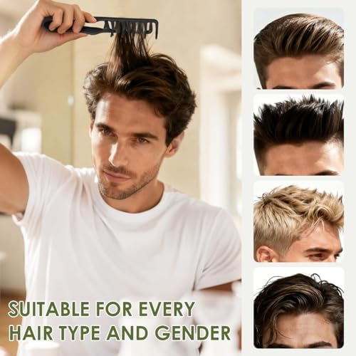 Texture Comb, Voluminous Wide-Tooth Hair Comb for Maximum Root Lift, Dual Wide & Fine Tooth Texturizing Styling Comb, Non-Slip ABS Plastic Barber Tool for Men–Black - Image 5