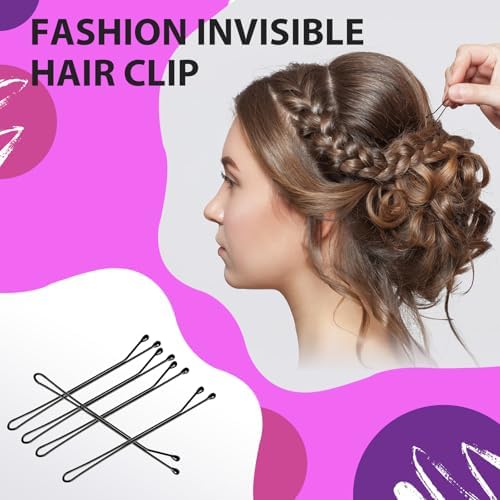 2.2 Inch Black Hair Bobby Pins Metal Clips Flat Straight Ball Tips Non-slip Decorative Long Short Women Girls Nickel Free Hairdressing Wedding Accessories with Case 100 PCS - Image 5