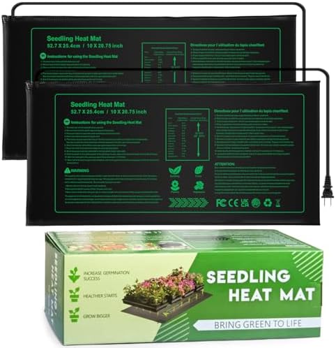 NAMOTEK 2 Pack Seedling Heat Mat, Durable Waterproof Seed Germination Heating Mat, Warm Hydroponic Plant Heating Pad by NAMOTEK