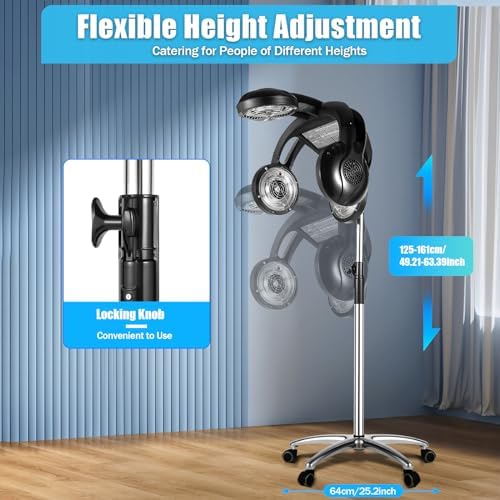 Hair Dryer, Multifunctional Salon Hair Dryer, Freestanding Hair Salon Steamer Hair Color Processor, Adjustable Height, 1.4KW 110V, Black (1400W Black) - Image 4
