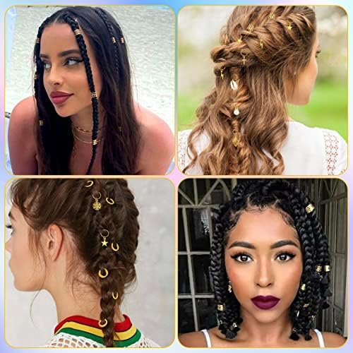 Lucomb 259 Pcs Hair Jewelry, Hair Accessories for Braids Gold Loc Jewelry for Hairs Dreadlocks Braid Jewelrys Hairs Cuffs Clips Dreadlock Accessories for Women's Loc Charms Rings Decoration - Image 5