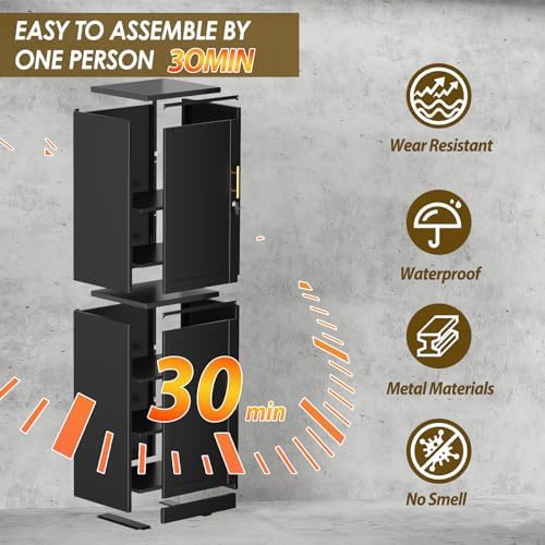 pozdeg 67" Black Lockable Tall Narrow Metal Storage Cabinet - Image 4