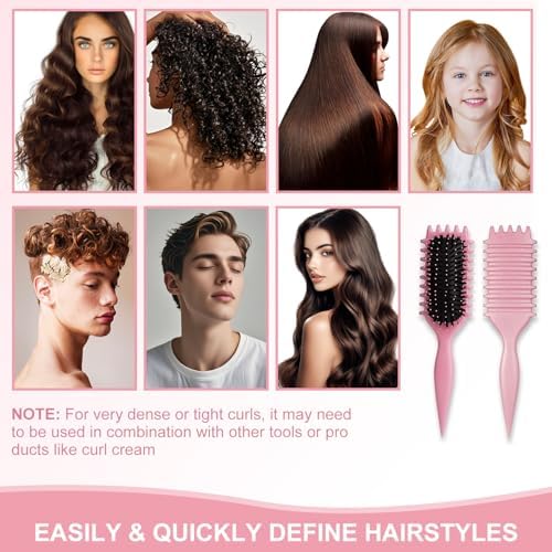 Curly Hair Brush, Curl Defining Brushes, Styling Brush for Curly Hair, Shaping and Defining Curls Brushes for Women (Pink) - Image 6