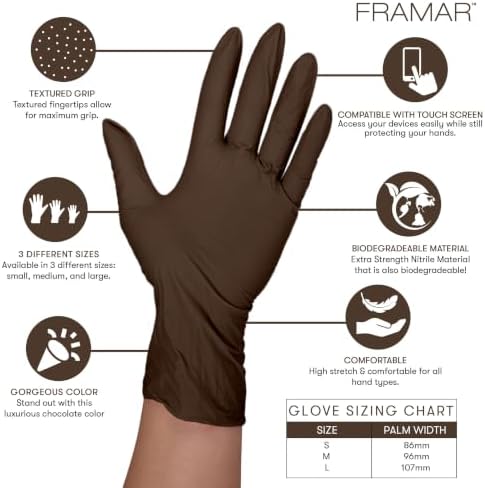 FRAMAR Brown Nitrile Gloves Small, Latex Free Disposable Gloves Small 100 - Image 2