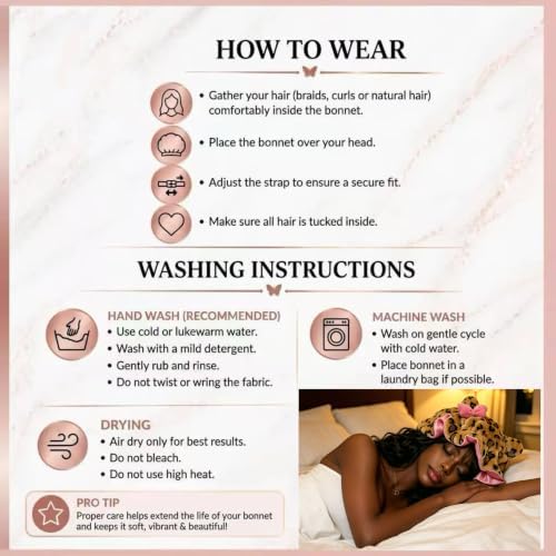 Satin Lined Sleep Bonnet for Women, Teddy Plush Hair Bonnet, Silk Wrap for Curly & Braided Hair, Anti-Frizz Night Cap - Image 4