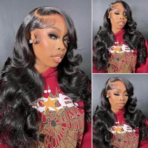 ALHER Small Cap Lace Front Wigs Human Hair Pre Plucked Body Wave, 13X4 HD Transparent Lace Frontal Wigs With Baby Hair 150% Density, Small Cap Size 21-21.5 Natural Black Wavy Wig for Black Women 16 IN - Image 5