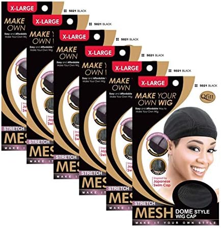 Qfitt X-Large Mesh Dome Wig Cap #5021, 6 Pack, Non-Slip for Women by Qfitt