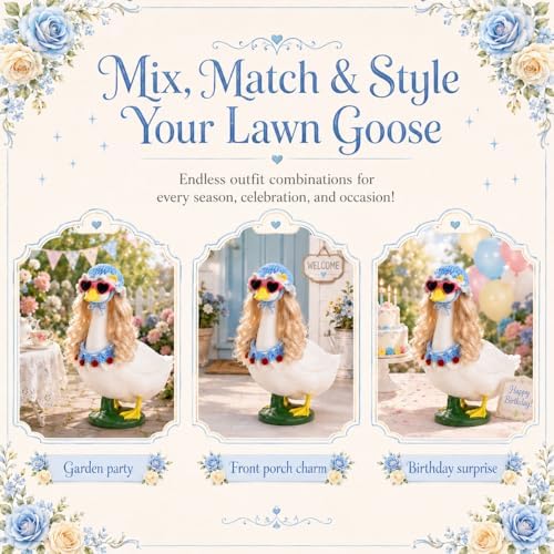 Fairy Blue Porch Goose Outfit, Wigs & Accessories Set, 4-Pieces Kit - Image 4